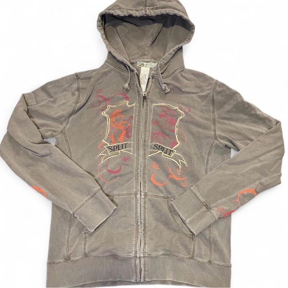 Vintage Y2K Split Skateboards Grunge Graphic Zip Up Hoodie W